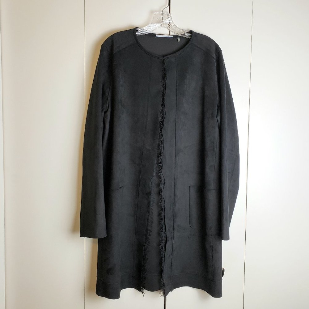 Tahari Faux Suede Duster Jacket size L